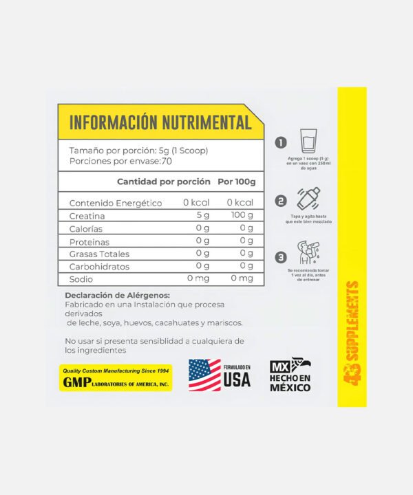 Creatina 43 Supplements Sin Sabor