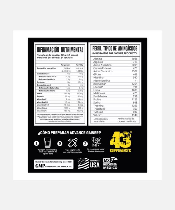 Gainer Advance 43 Supplements