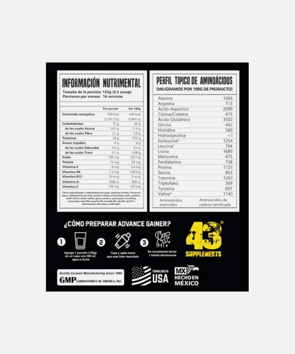 Gainer Advance 43 Supplements Fresa 2 kg